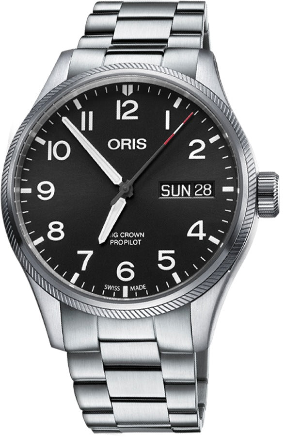 ORIS BIG CROWN PROPILOT DAY DATE BLACK DIAL WATCH