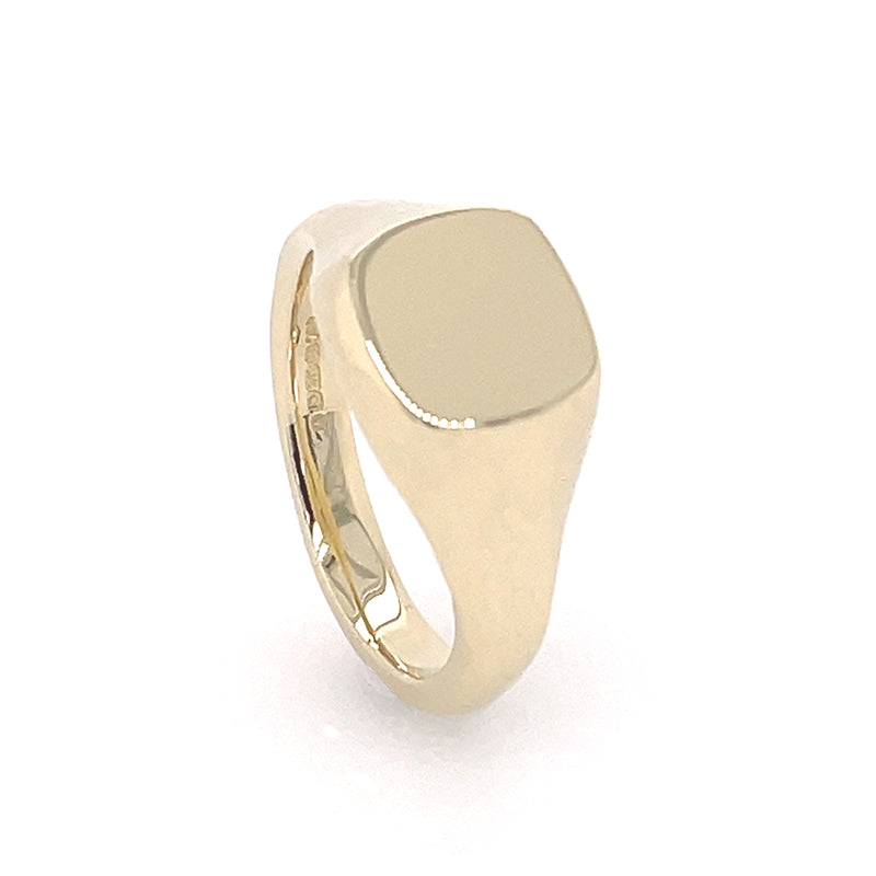 9ct Yellow Gold Cushion Signet Ring, Small - Main Image